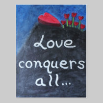 LOVE CONQUERS ALL Valentine Postcard postcards