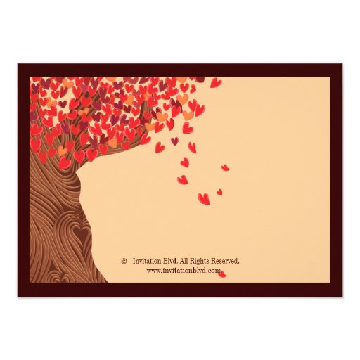 Love Couple Falling Hearts Oak Tree Bridal Shower Personalized Announcements