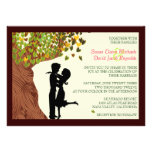 Love Couple Falling Hearts Oak Tree Wedding Invite at Zazzle