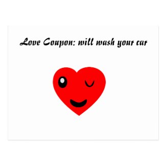 Love Coupon: will wash your car Post Card