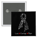Love Courage Hope Butterfly - Brain Cancer Pinback Button