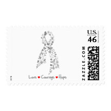 Love Courage Hope Butterfly - Brain Cancer Postage Stamps