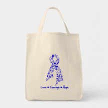 Love Courage Hope Butterfly -  Colon Cancer Tote Bags