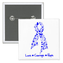 Love Courage Hope Butterfly -  Colon Cancer Buttons