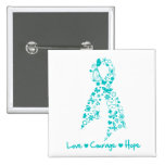 Love Courage Hope Butterfly -  Gynecologic Cancer buttons