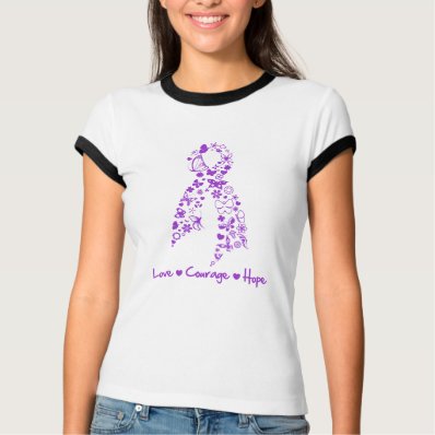 Love Courage Hope Butterfly - Pancreatic Cancer T Shirt