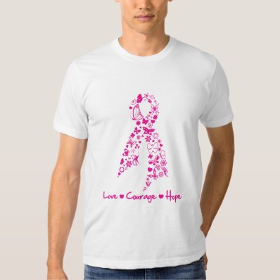 Love Courage Hope Butterfly Ribbon - Breast Cancer T Shirt