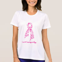 Love Courage Hope Butterfly Ribbon - Breast Cancer T Shirts