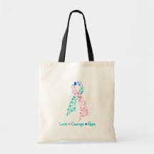 Love Courage Hope Butterfly -  Thyroid Cancer Tote Bags