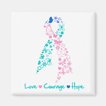 Love Courage Hope Butterfly -  Thyroid Cancer Magnets