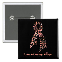 Love Courage Hope Butterfly - Uterine Cancer Pins