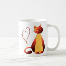 Love Cute Ginger Cat Digital Art Mugs