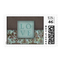 LOVE Damask Postage Stamp