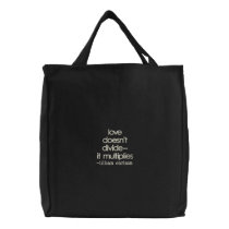 "love doesn't divide--it multiplies", -lillian ... embroidered bags