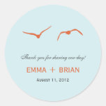 Love Doves Favor Sticker /Envelope Seal - Sky Blue