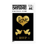 Love Doves RSVP (gold) Postage