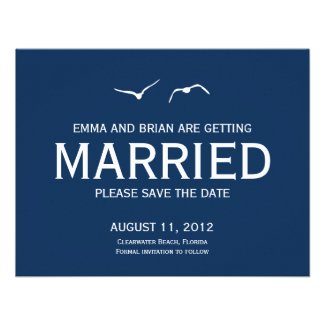 Love Doves Save The Date Announcement - Navy