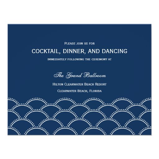 Love Doves Wedding Reception Cards - Navy Announcements