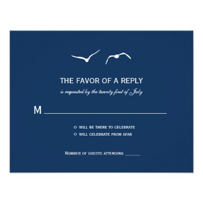 Love Doves Wedding RSVP Cards - Navy Announcements