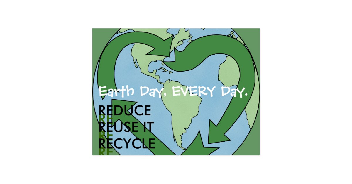 Love Earth Reduce Reuse Recycle Postcards Zazzle