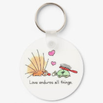 Love endures all things keychains