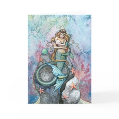 Love Eternal Mermaid and Baby Greeting Card by robmolily