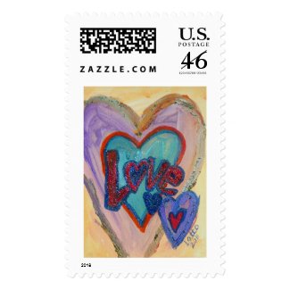 Love Family Hearts Postage Stamp stamp