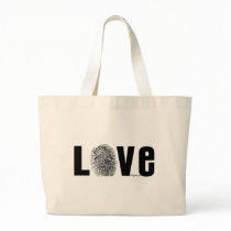 Love Fingerprint Black and White Tote Bags