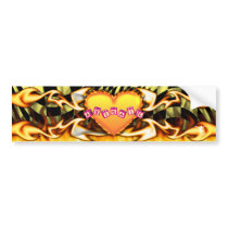 Love fire flames pink toyblock design bumper sticker