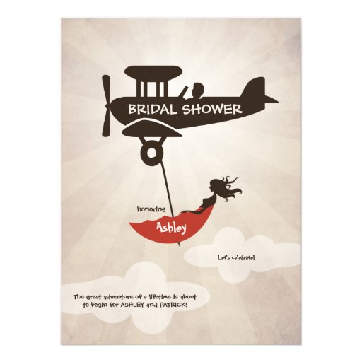 LOVE FLIGHT  Bridal Shower Custom Invitation