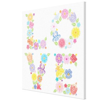 LOVE Floral Wrapped Canvas