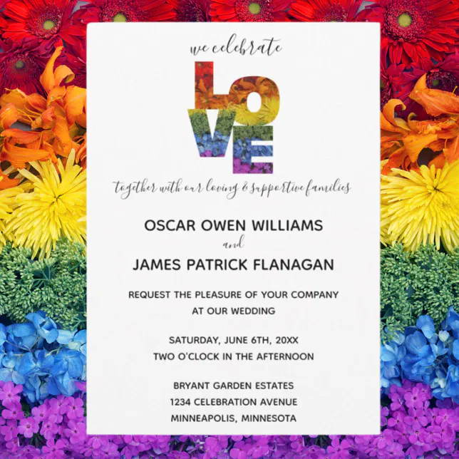 LOVE Flower Same Sex Wedding Collection Invitation Zazzle