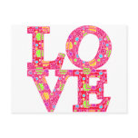LOVE FLOWERED PATTERN postcards