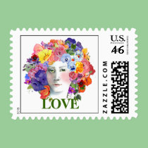 'Love' Flowers Postage Stamp stamps