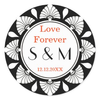 Love Forever Black & White Monogrammed Stickers