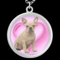 Love French bulldog puppy silver necklace necklaces