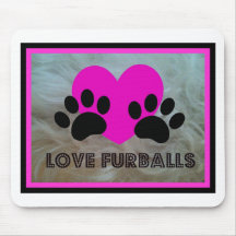 LOVE FURBALLS PAWS AND HEART PRINT MOUSEPAD