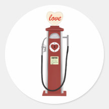 Love Gas Pump Round Sticker