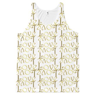 LOVE Gold Text Design All-Over Print Tank Top