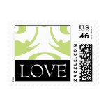 Love Green and White Damask Wedding Postage postage