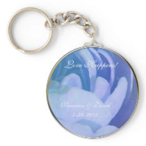 Love Happens Blue Rose Wedding Favor Keychain