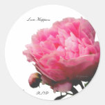 Love Happens Pink Peony Custom Envelope Seals Round Stickers