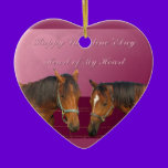 Love & Happy Valentines Horses With Hearts Pink & ornaments