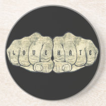tatoo, love, hat, cool, funny, swag, urban, hand, vintage, rock, old school, rockabilly, fun, original, street, Coaster with custom graphic design