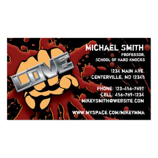 Love/Hate Fist Card Business Card Template