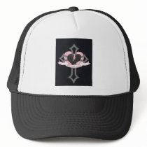 Love Heals Surely, original pink and black colors hats by noelgiger Love Heals Surely, original pink and black colors hats