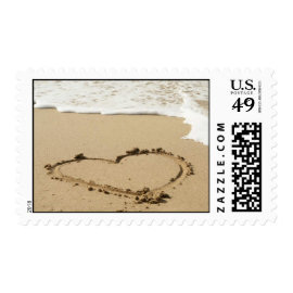 Love Heart  Beach Wedding Invitation Stamp