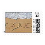 Love Heart  Beach Wedding Invitation Stamp