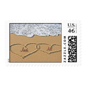 Love Heart Beach Wedding Invitation Stamp