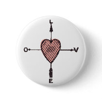 Love Heart Compass Button